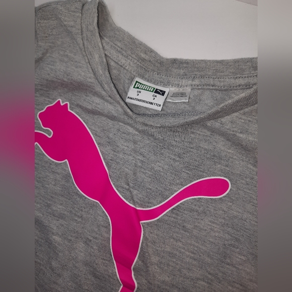 Puma | Tshirt Grey with Pink Puma Logo Size 3 - Picture 2 of 4